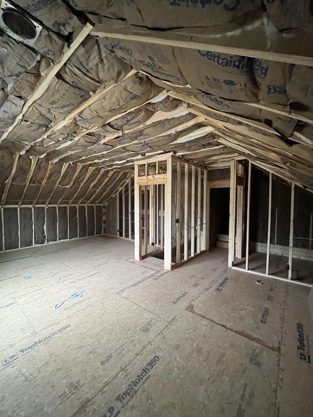 view of unfinished attic