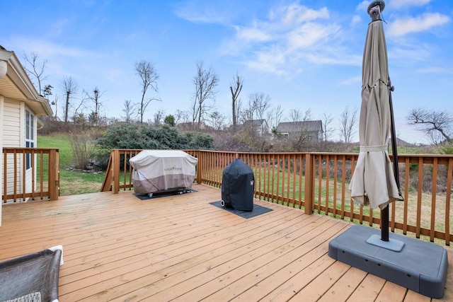 wooden terrace with grilling area