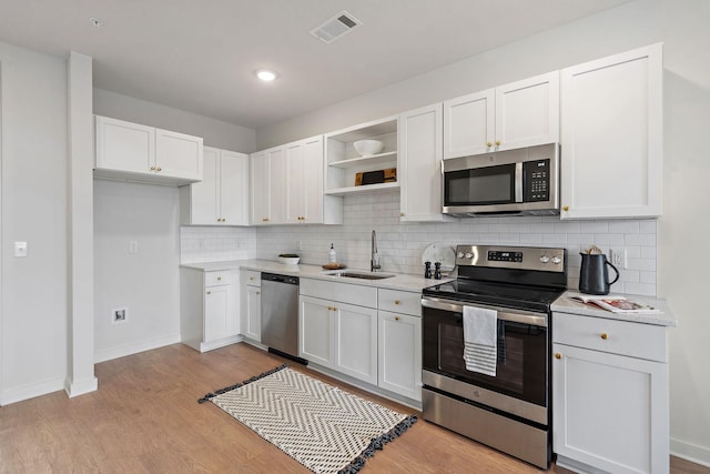 kitchen with white cabinetry, sink, and stainless steel appliances