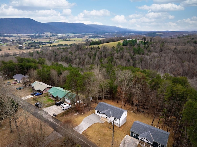 bird's eye view with a mountain view