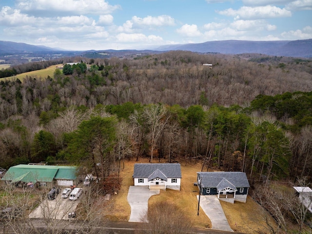 bird's eye view featuring a mountain view