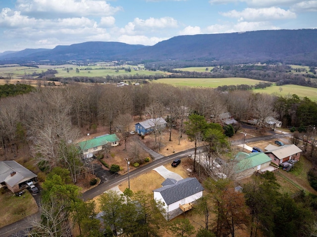 drone / aerial view featuring a mountain view