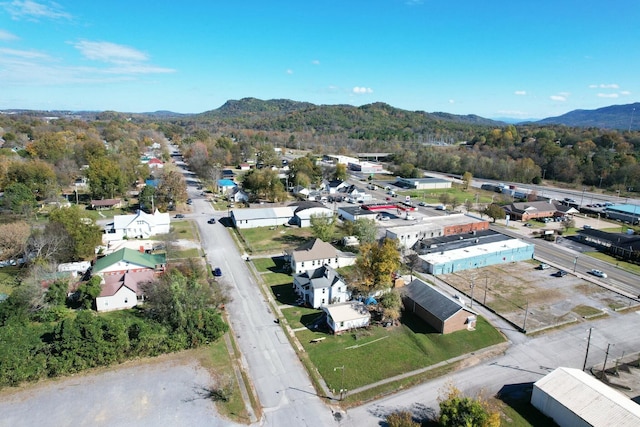 birds eye view of property featuring a mountain view