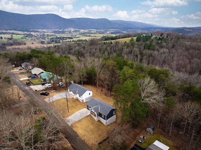 birds eye view of property with a mountain view