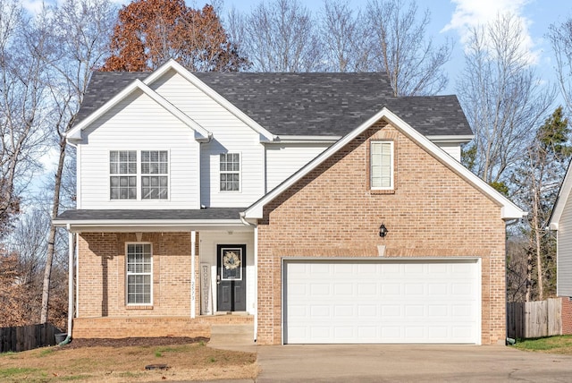 front of property featuring a garage