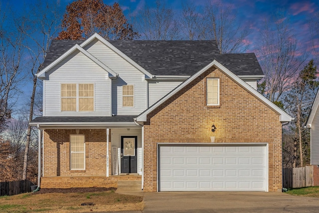 front facade with a garage