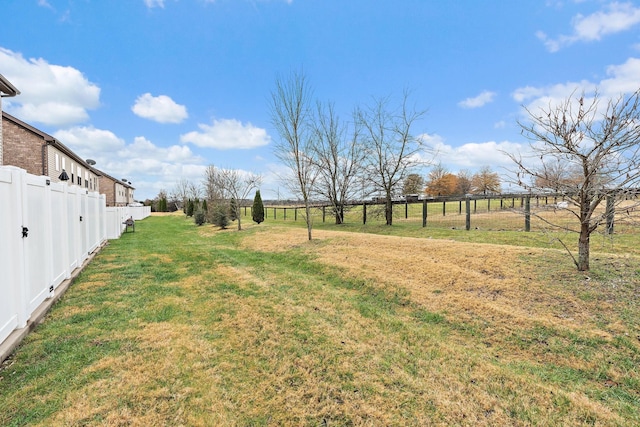 view of yard with a rural view