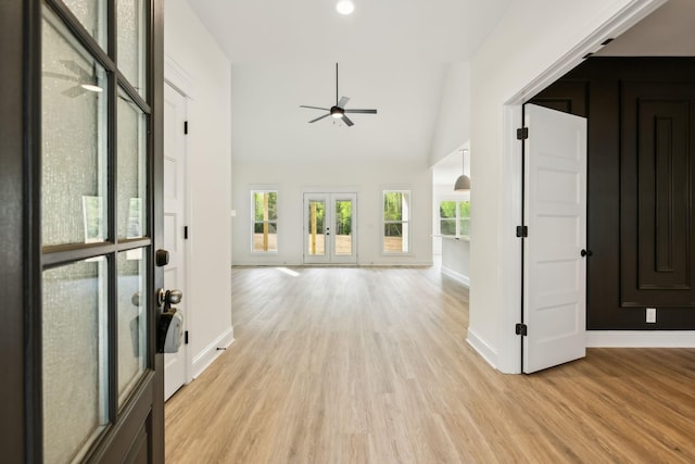 1049 Gholson Rd, Clarksville, TN 37043 - interior space featuring ceiling fan, baseboards, french doors, and light wood-style flooring