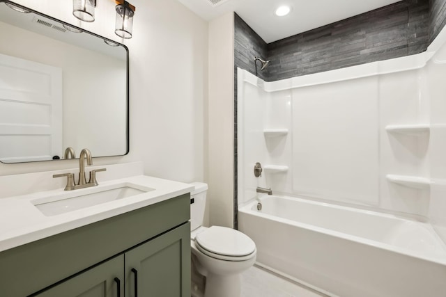 1049 Gholson Rd, Clarksville, TN 37043 - full bathroom with vanity, shower / bath combination, toilet, visible vents, and recessed lighting