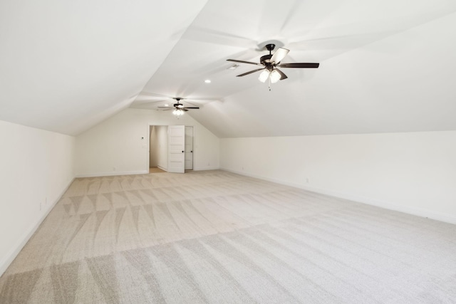 1049 Gholson Rd, Clarksville, TN 37043 - additional living space with baseboards, lofted ceiling, light colored carpet, and ceiling fan