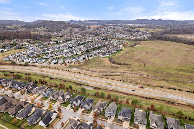 drone / aerial view with a mountain view