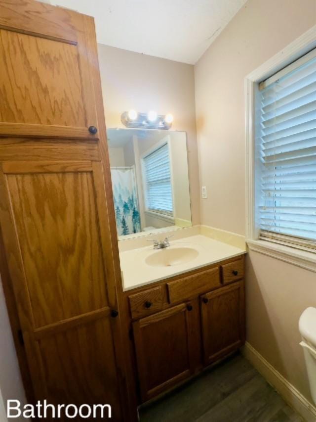 bathroom featuring vanity and toilet