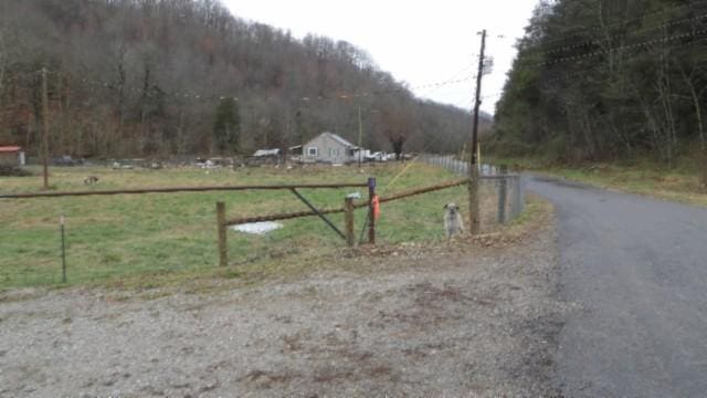 view of road with a rural view