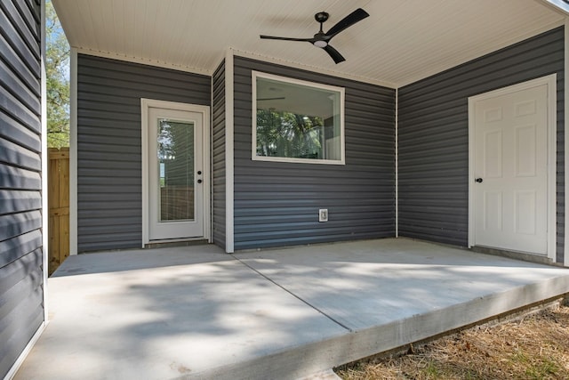 view of patio / terrace with ceiling fan