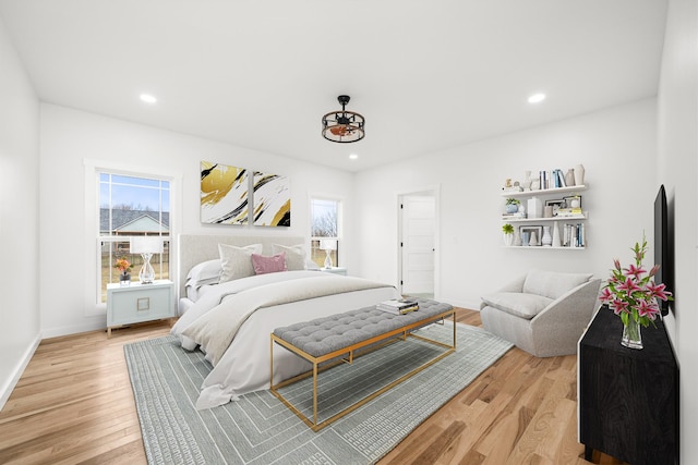 bedroom featuring light wood-type flooring