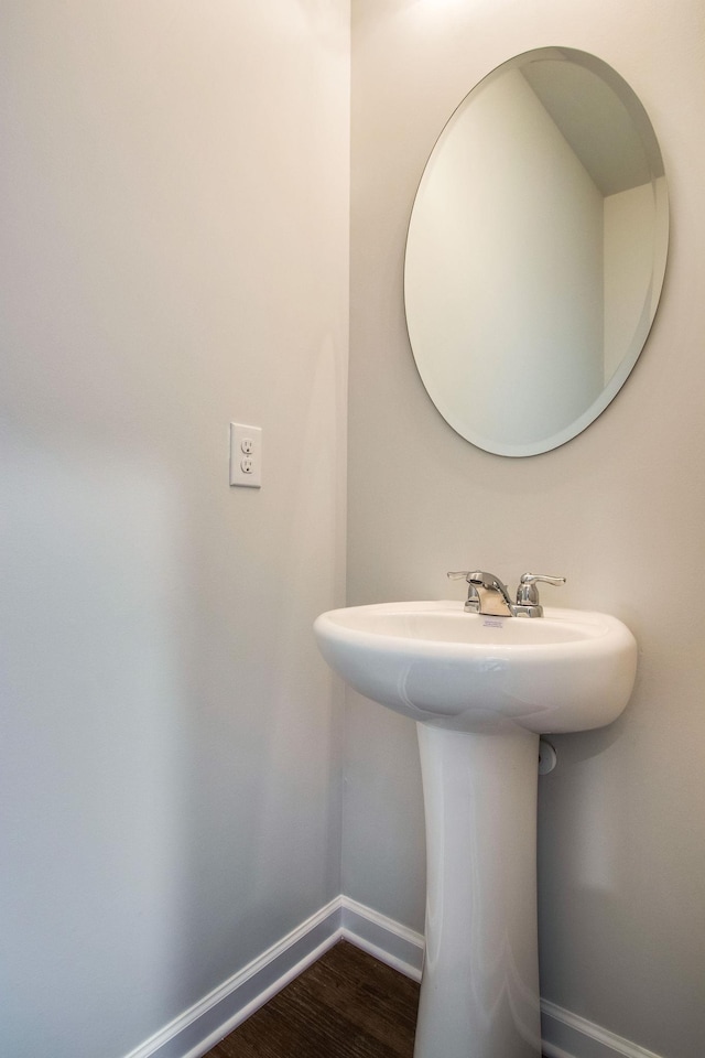 bathroom featuring sink and wood-type flooring