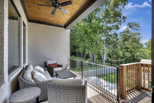 balcony with ceiling fan