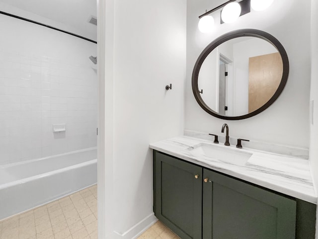 bathroom with vanity and shower / bath combination