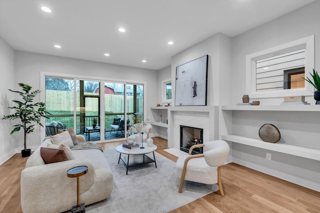 living room featuring light hardwood / wood-style flooring