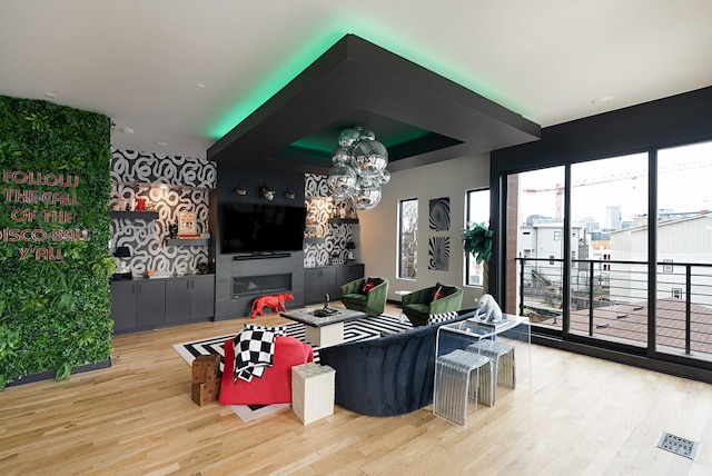 living room featuring light hardwood / wood-style flooring