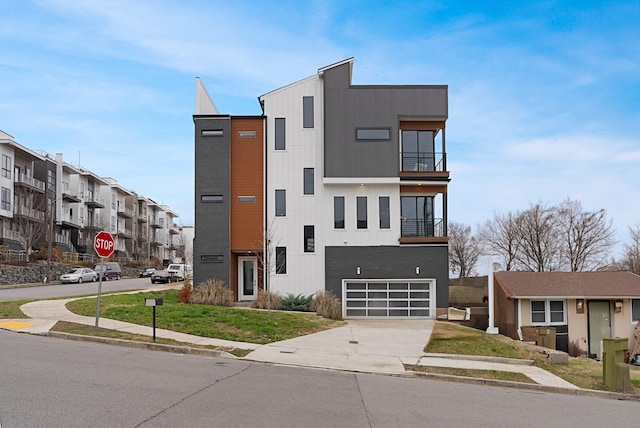 view of building exterior with a garage