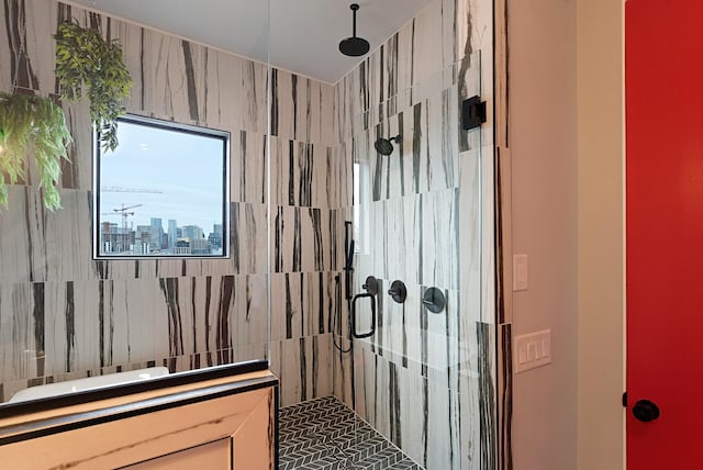 bathroom with walk in shower