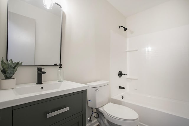 full bathroom with vanity, shower / bathtub combination, and toilet