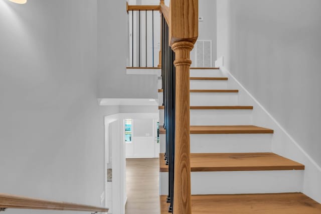 4217 Oakland Ave Lot 194, Chattanooga, TN 37410 - stairs featuring a towering ceiling and wood finished floors