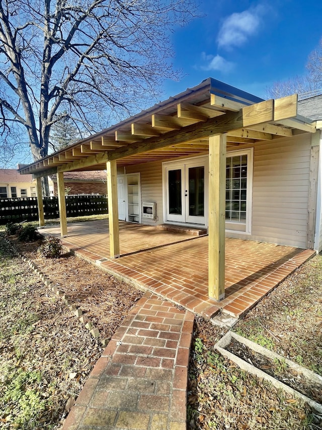 exterior space with french doors and a patio