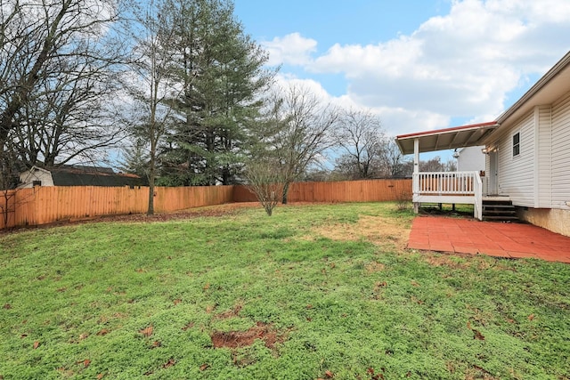 view of yard with a deck