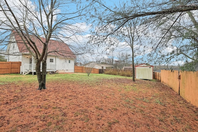 view of yard with a shed