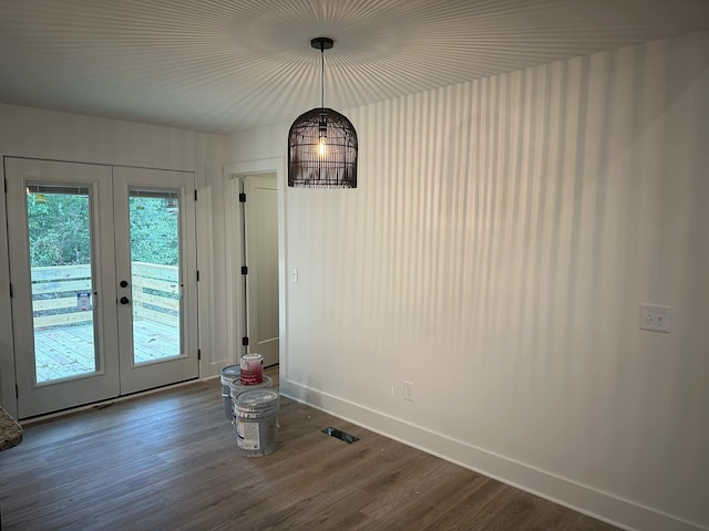 interior space featuring french doors and dark wood-type flooring