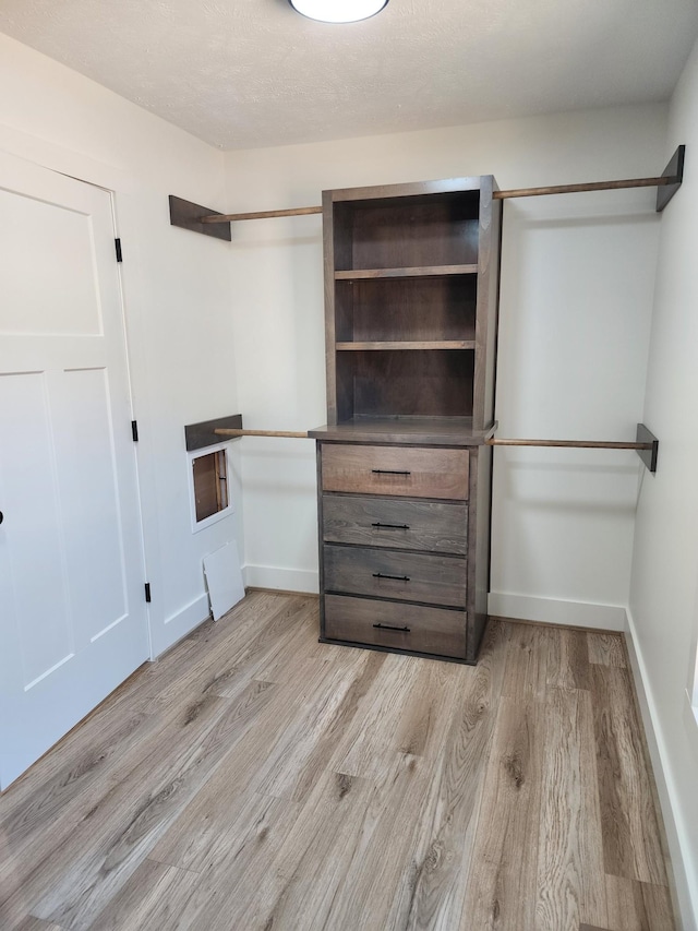 spacious closet featuring light wood-type flooring