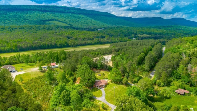 bird's eye view with a mountain view