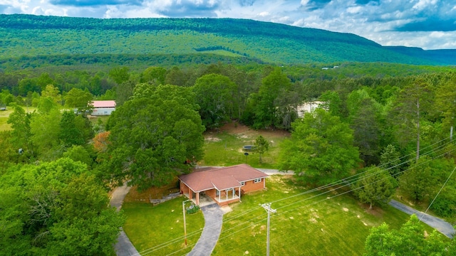 bird's eye view with a mountain view