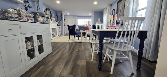 dining room with dark wood-type flooring