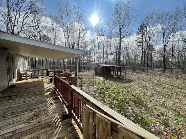173 Twin Oaks Dr, Hohenwald, TN 38462 - wooden terrace featuring view of wooded area