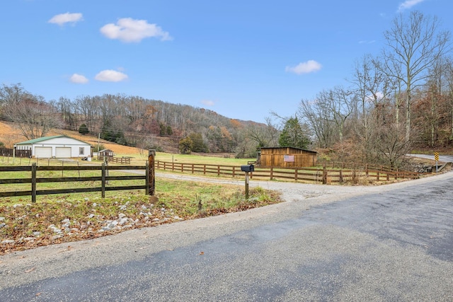 view of road with a rural view