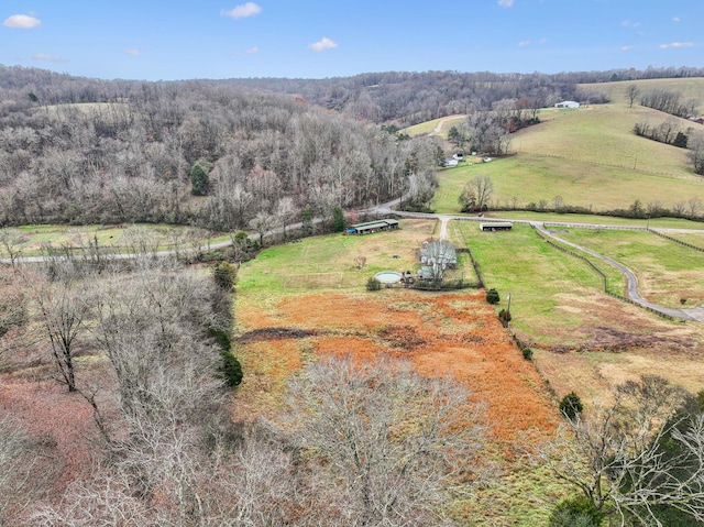 drone / aerial view with a rural view