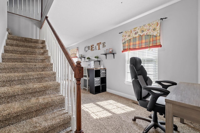 view of carpeted home office