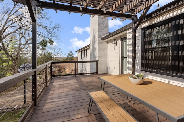 deck featuring a pergola