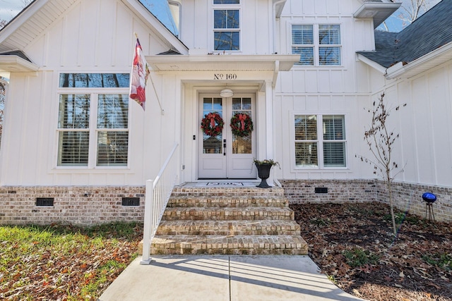 doorway to property with french doors