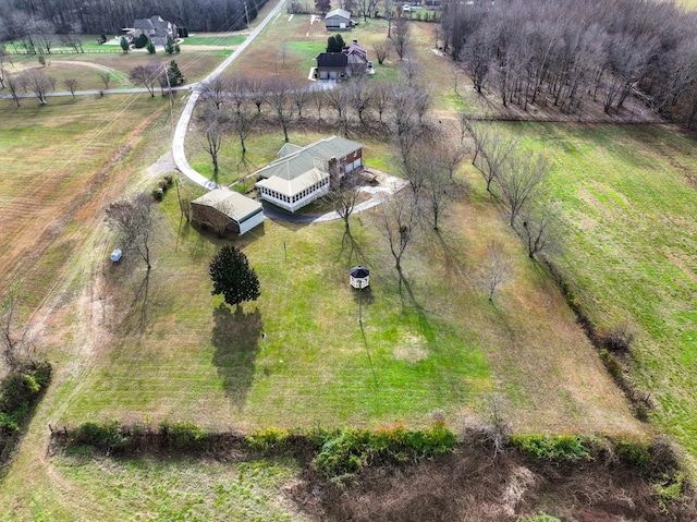 drone / aerial view with a rural view