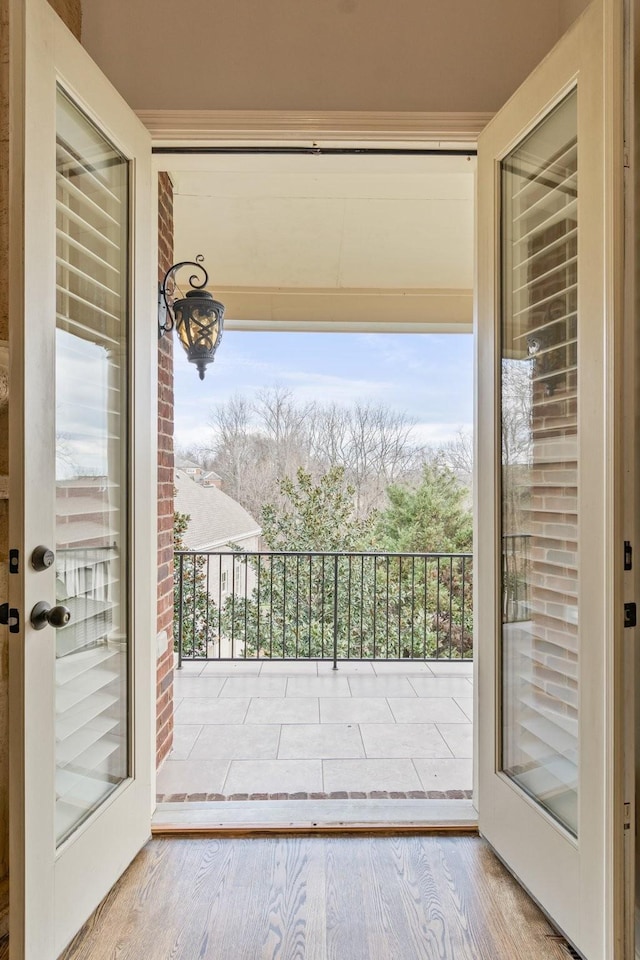 doorway with hardwood / wood-style flooring and a wealth of natural light