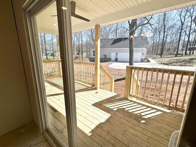 deck with a garage