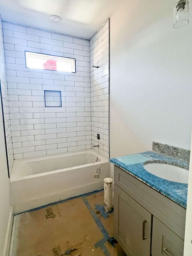 bathroom featuring vanity and shower / bathtub combination