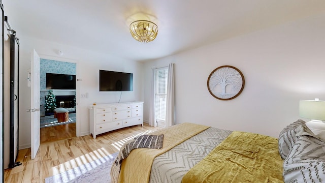 bedroom featuring light hardwood / wood-style flooring