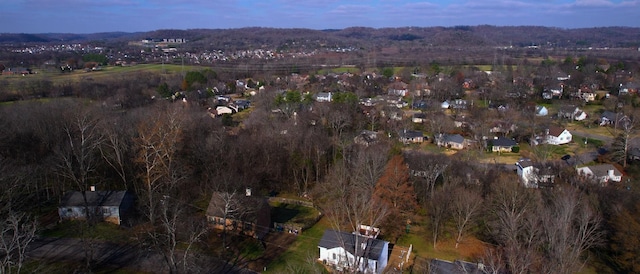 view of aerial view at dusk