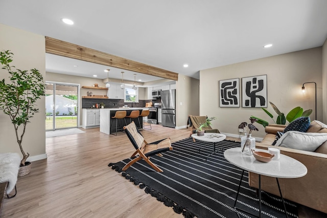 living room featuring light hardwood / wood-style floors