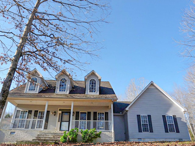 view of front facade featuring covered porch